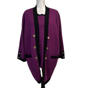 Chico's Travelers Top Sweater Jacket Set Women's Size 2XL/4 Berry Purple Black